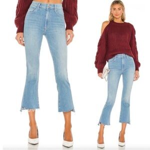 Mother Light Blue Women's Jeans the insider crop step fray in Hold My Hand wash